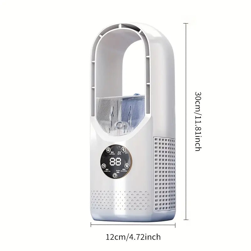 Bladeless Mini AC Fan – Quiet Cooling with Night Light