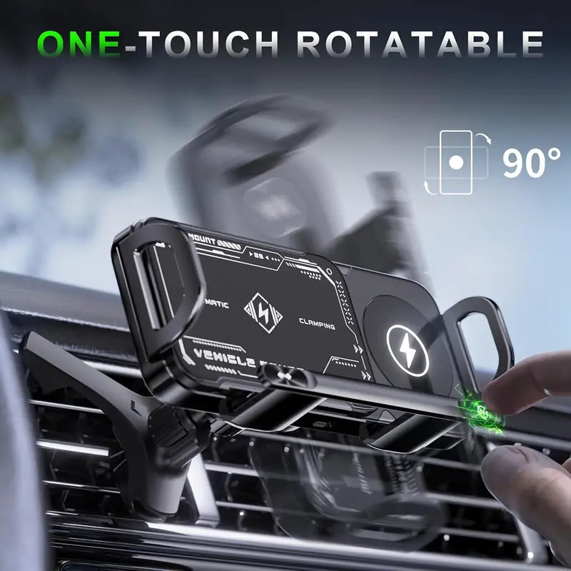Rotating Car Holder + Wireless Charger – Drive Smarter