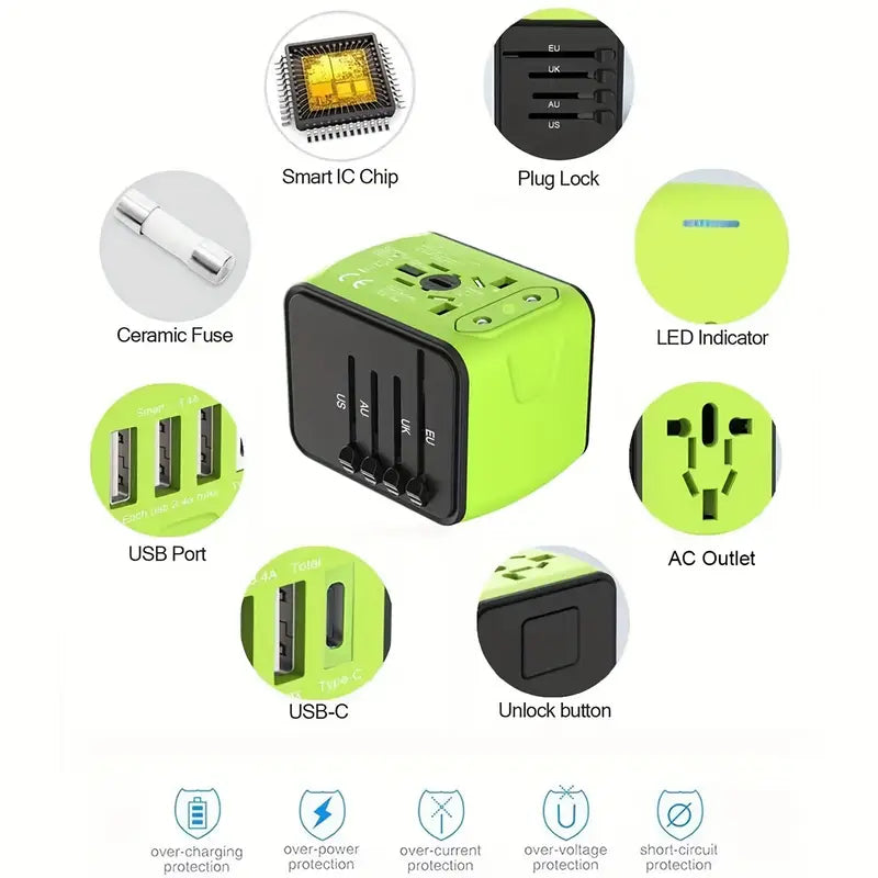 Universal Travel Adapter – Charge Anywhere in 170+ Countries