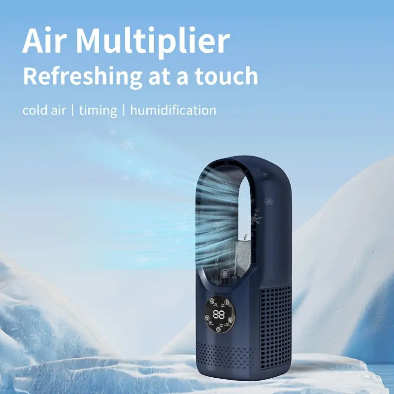 Bladeless Mini AC Fan – Quiet Cooling with Night Light