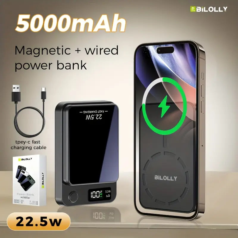 5,000mAh Magnetic Power Bank – Snap & Charge