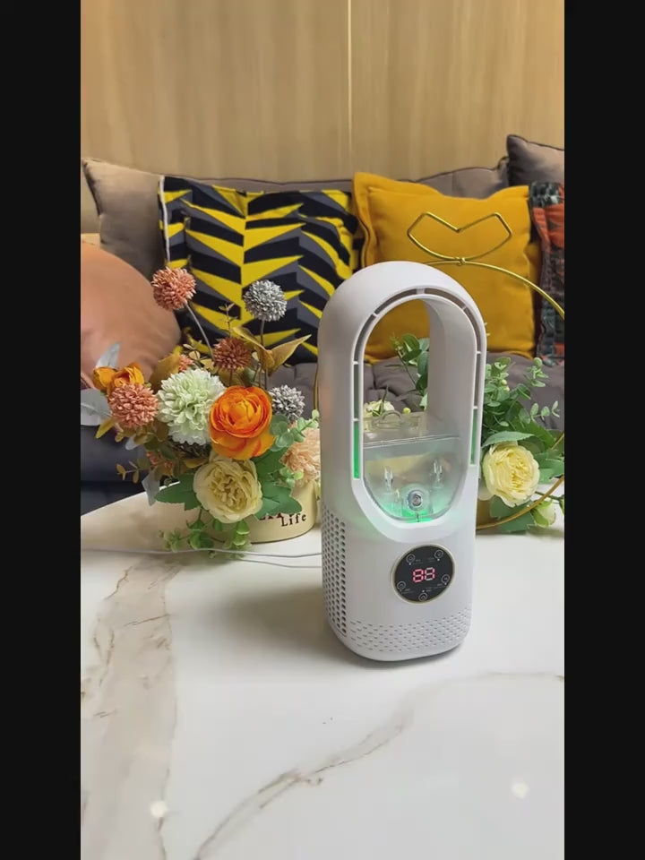 Bladeless Mini AC Fan – Quiet Cooling with Night Light