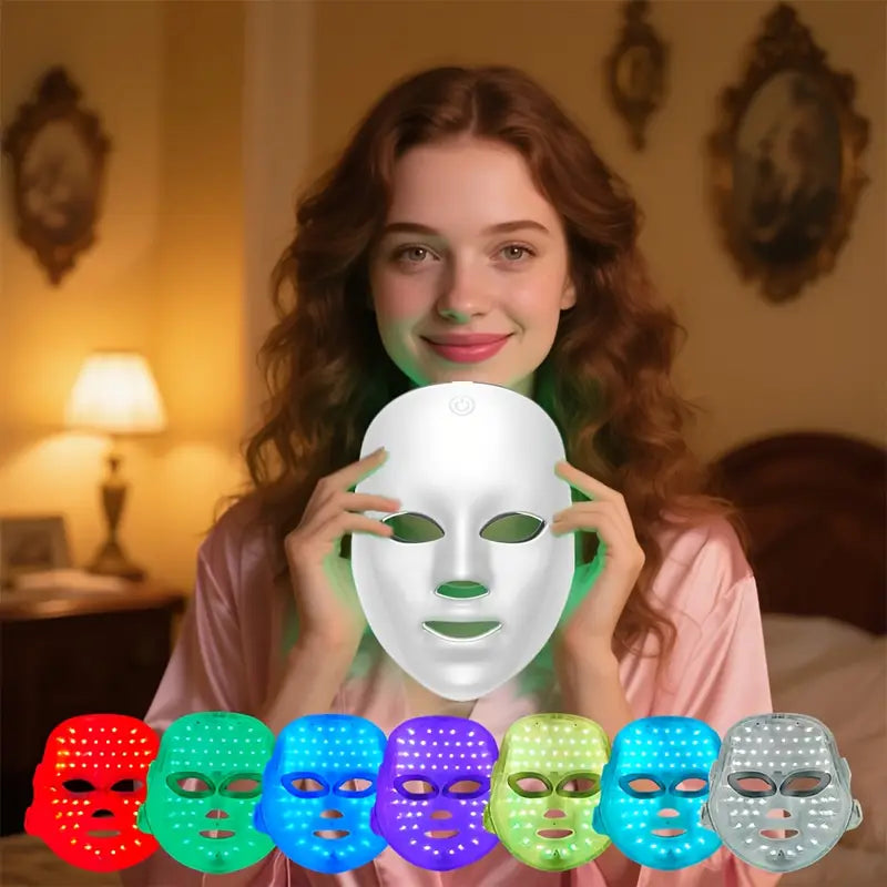 USB Powered 7-Color LED Facial Beauty Mask – Glow Therapy for Radiant Skin