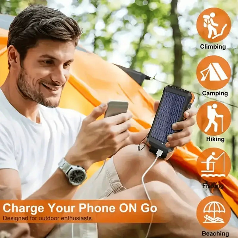 20,000mAh Solar Power Bank – Outdoor Charging Beast