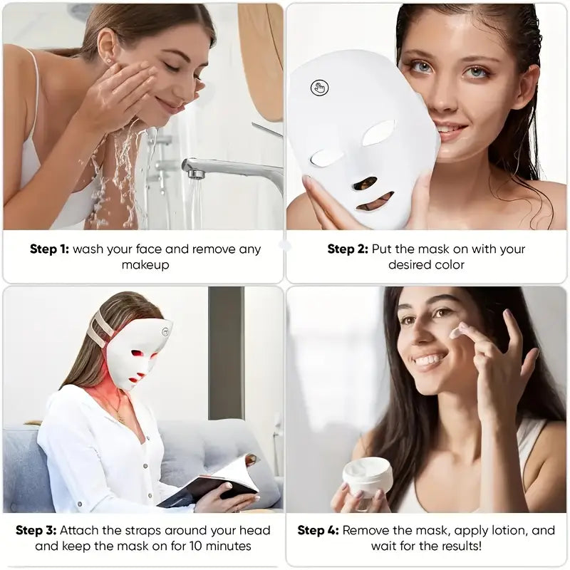 USB Powered 7-Color LED Facial Beauty Mask – Glow Therapy for Radiant Skin