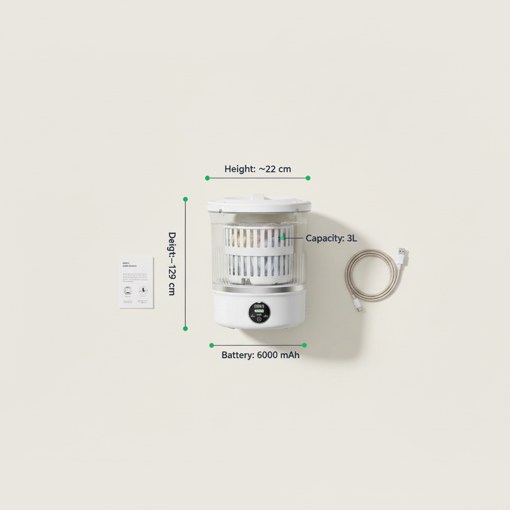 Ultra-Compact 3L Mini Washing Machine with Dryer