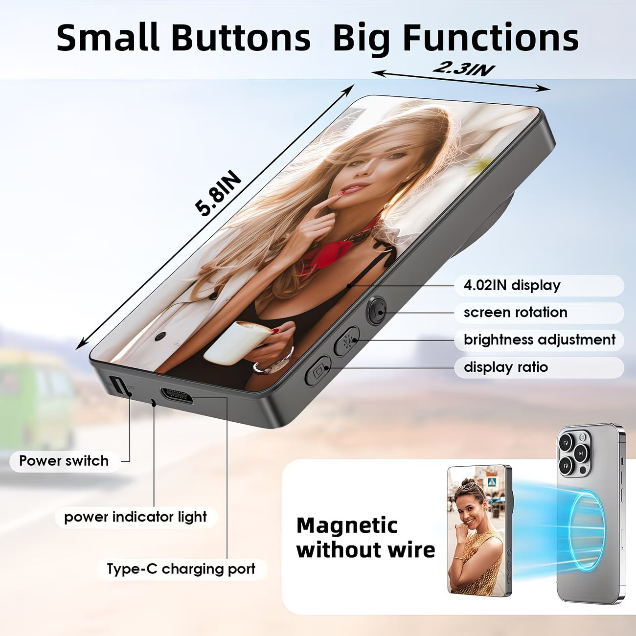 Magnetic Selfie Monitor – See Yourself While You Shoot