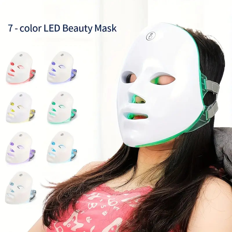 USB Powered 7-Color LED Facial Beauty Mask – Glow Therapy for Radiant Skin