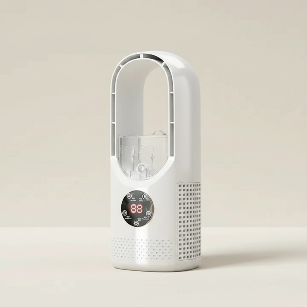 Bladeless Mini AC Fan – Quiet Cooling with Night Light