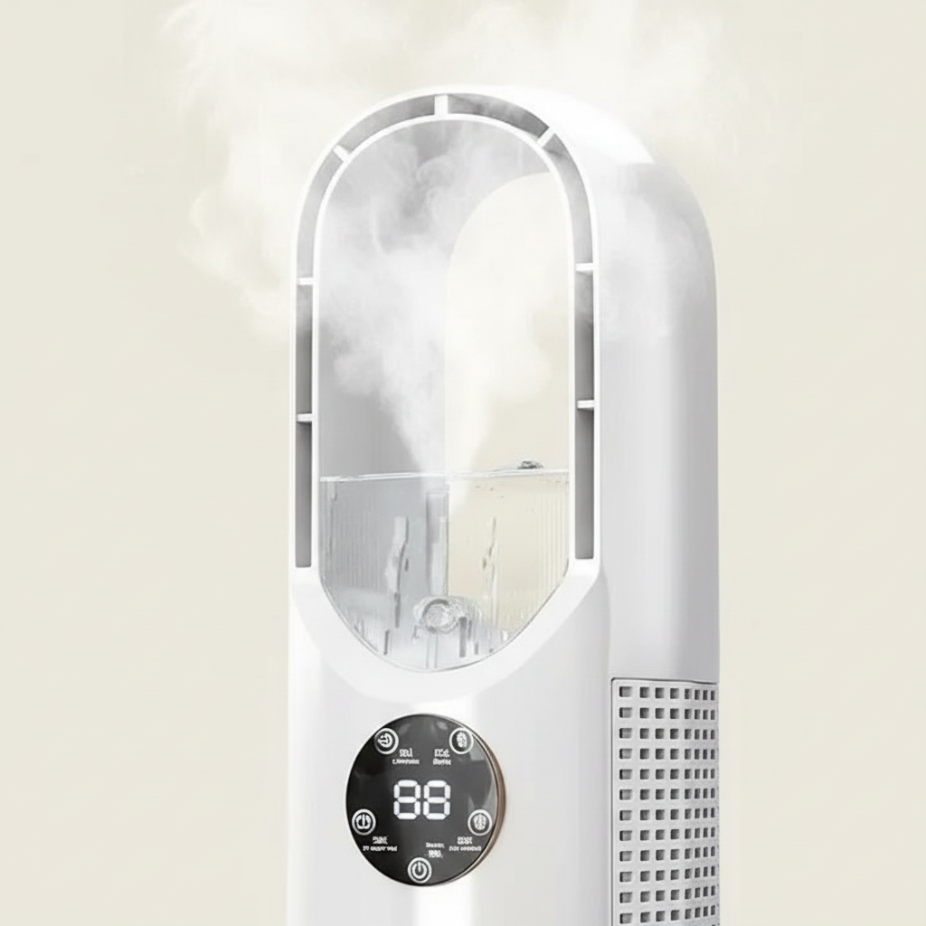 Bladeless Mini AC Fan – Quiet Cooling with Night Light