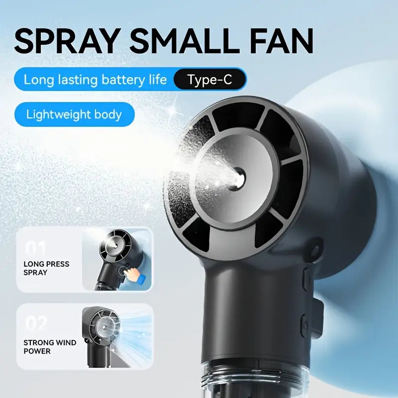 Rechargeable Spray Fan – Mist + Cooling On The Go