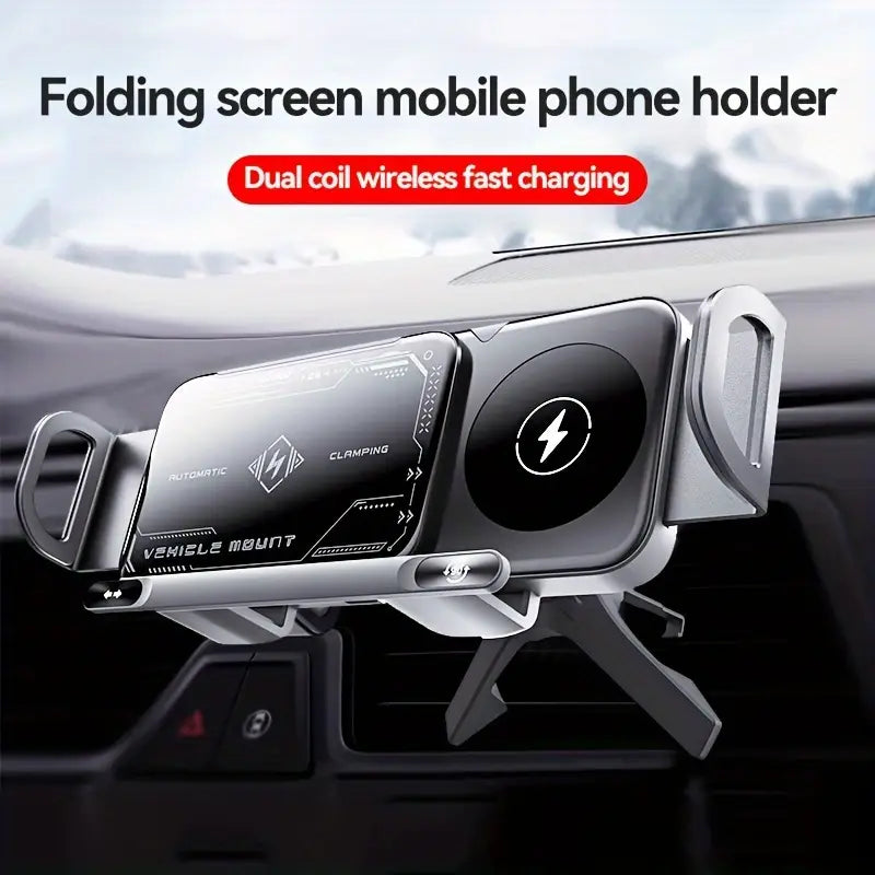 Rotating Car Holder + Wireless Charger – Drive Smarter