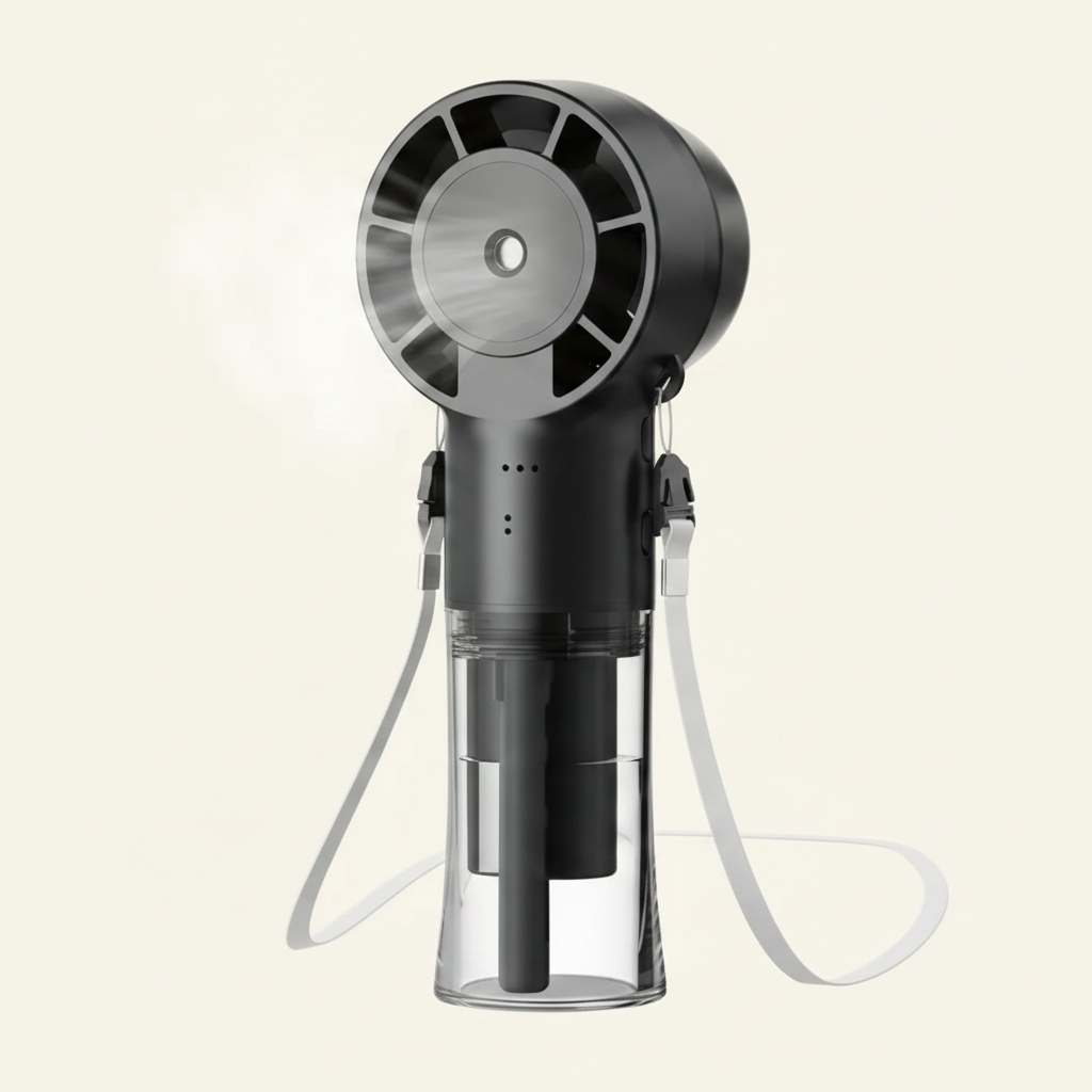 Rechargeable Spray Fan – Mist + Cooling On The Go