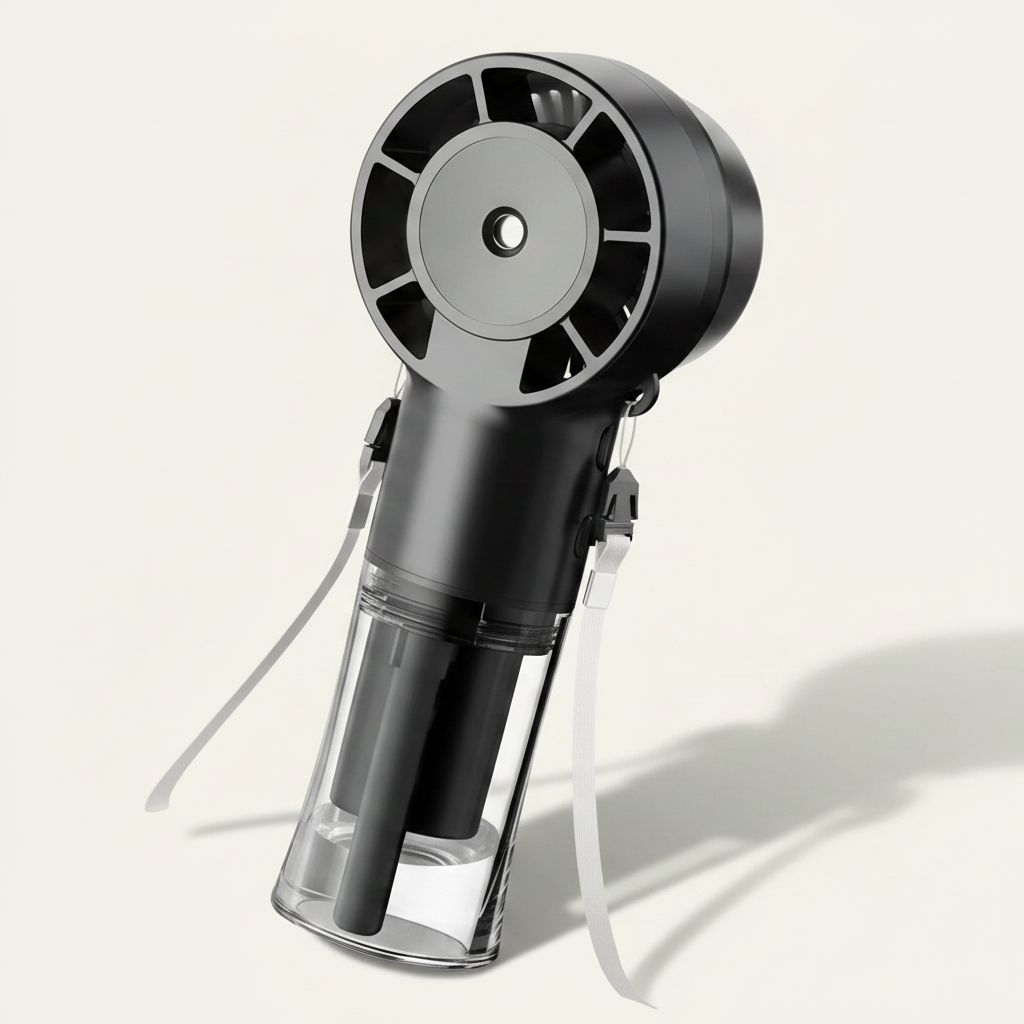 Rechargeable Spray Fan – Mist + Cooling On The Go