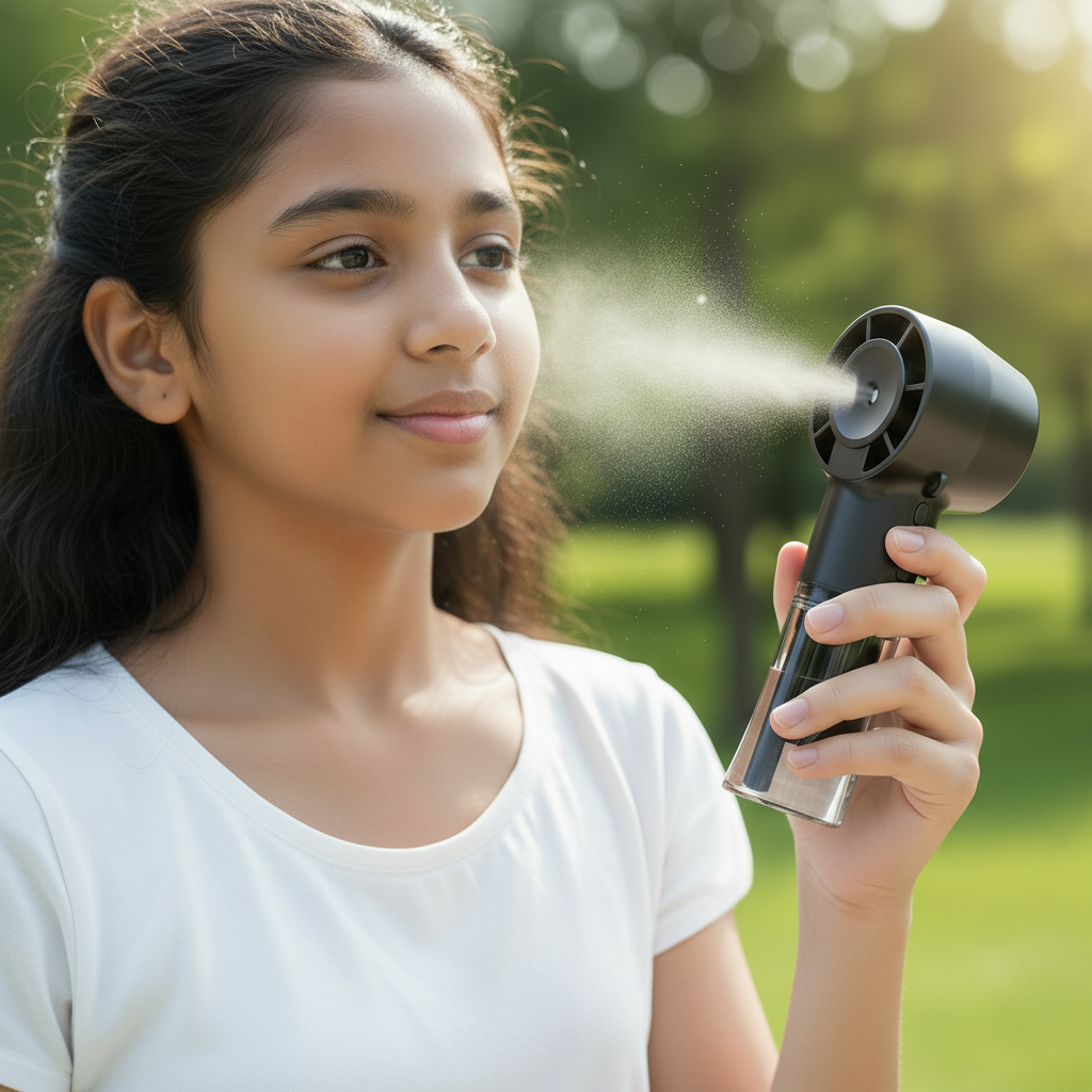 Rechargeable Spray Fan – Mist + Cooling On The Go