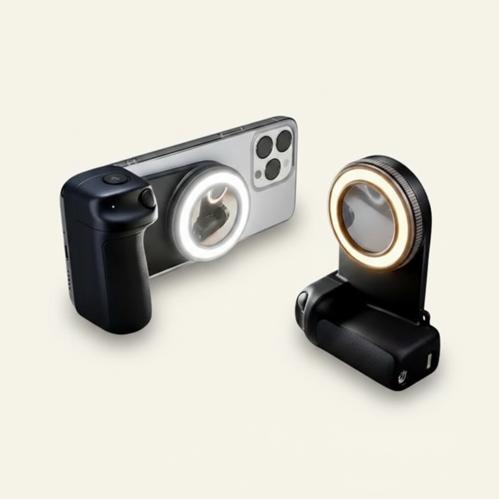 360° Camera Handle – Steady Shots & Self-Lighting