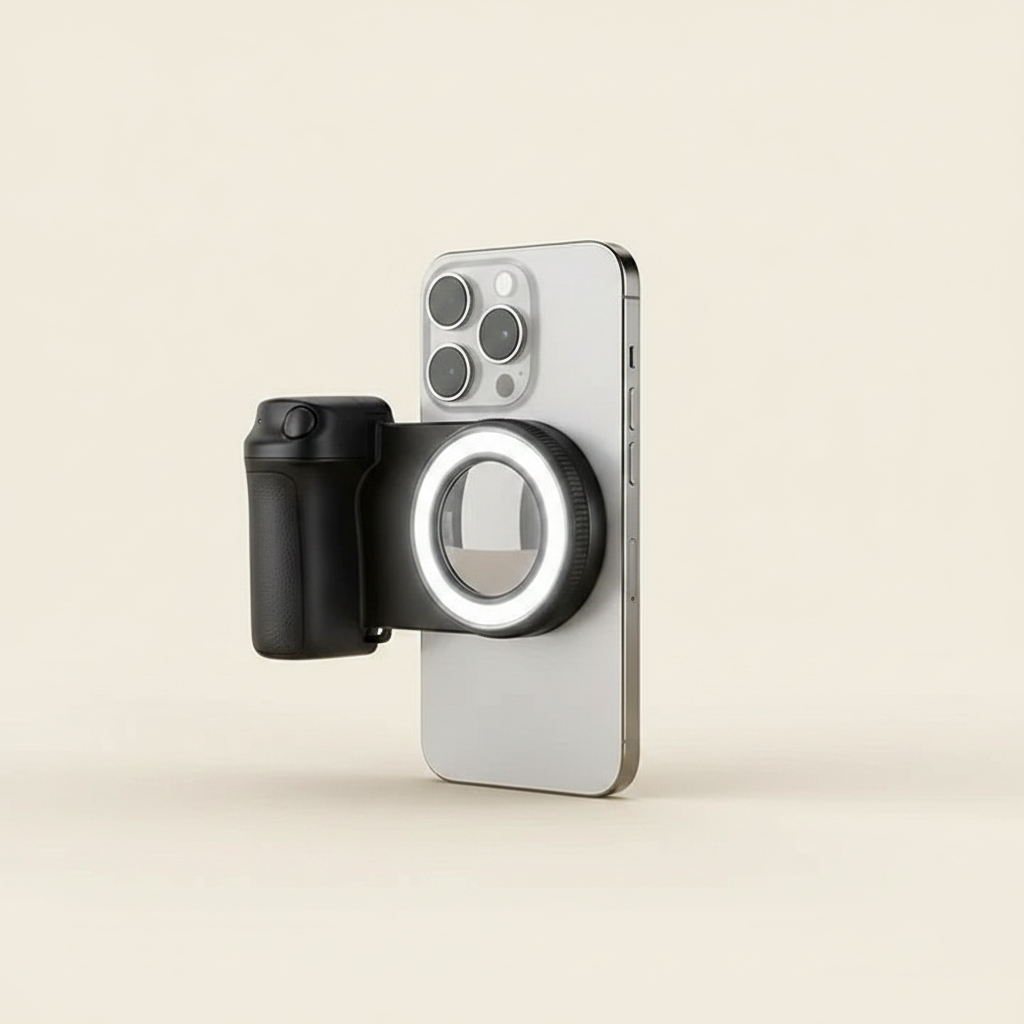 360° Camera Handle – Steady Shots & Self-Lighting