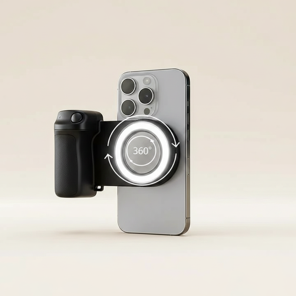 360° Camera Handle – Steady Shots & Self-Lighting