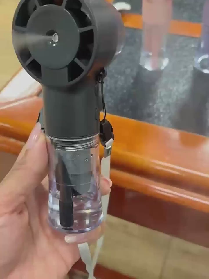 Rechargeable Spray Fan – Mist + Cooling On The Go