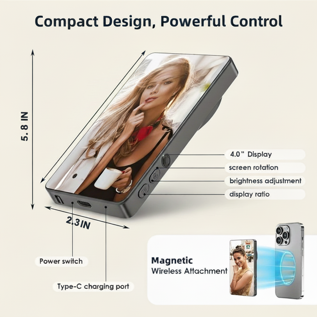 Magnetic Selfie Monitor – See Yourself While You Shoot